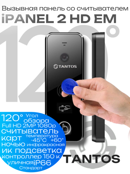 Кликните для увеличения изображения Вызывная панель TANTOS iPANEL 2 HD EM